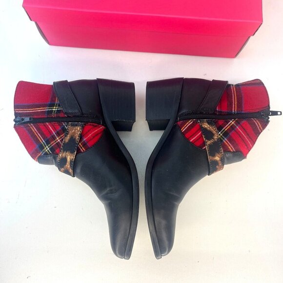 Betsey Johnson Wilma Black Plaid Booties Size 7.5 Ladies Eclectic Western Animal - Picture 3 of 12